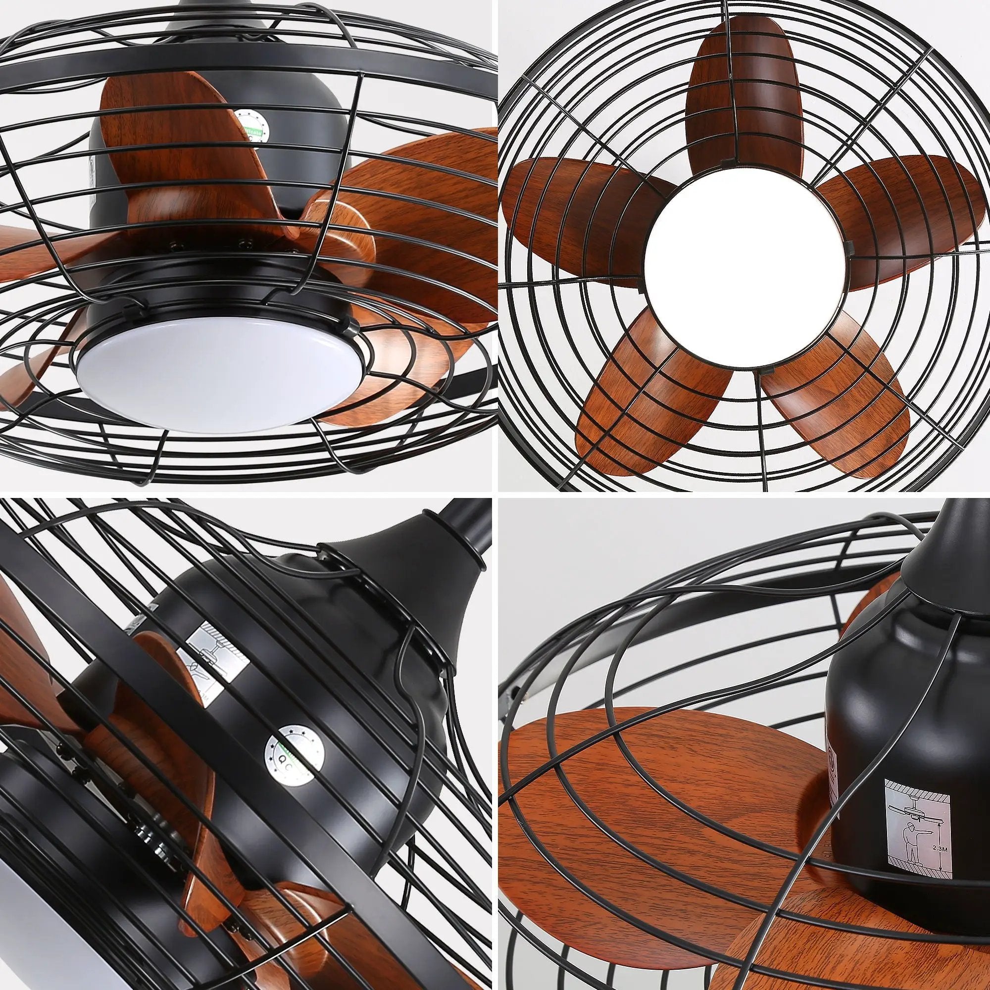 Outdoor Ceiling Fan With DC Motor And LED Light, Blades, Reversible For Patios - Black by Unique Piece Furniture