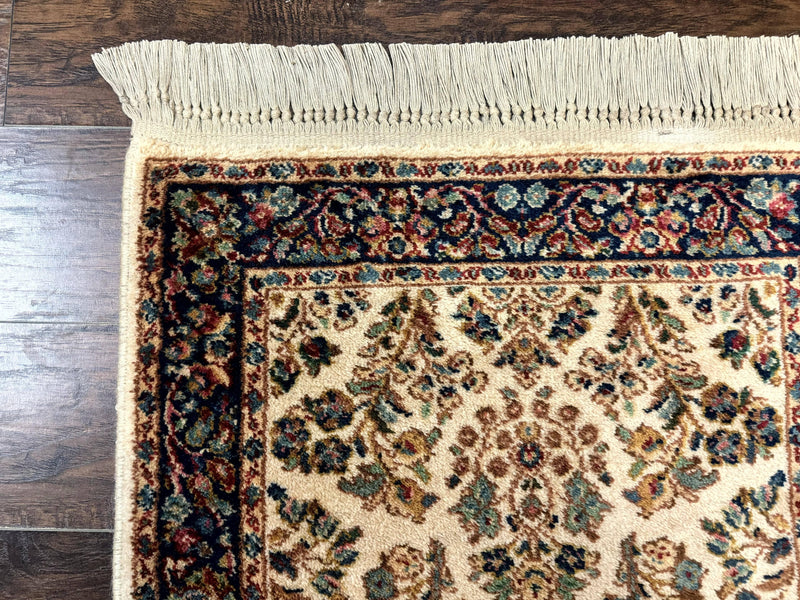 Karastan Rug 2.6 x 4, Karastan Ivory Sarouk #760, Vintage Wool Pile Small Karastan Carpet, Original Collection 700 Series Discontinued by Jewel Rugs