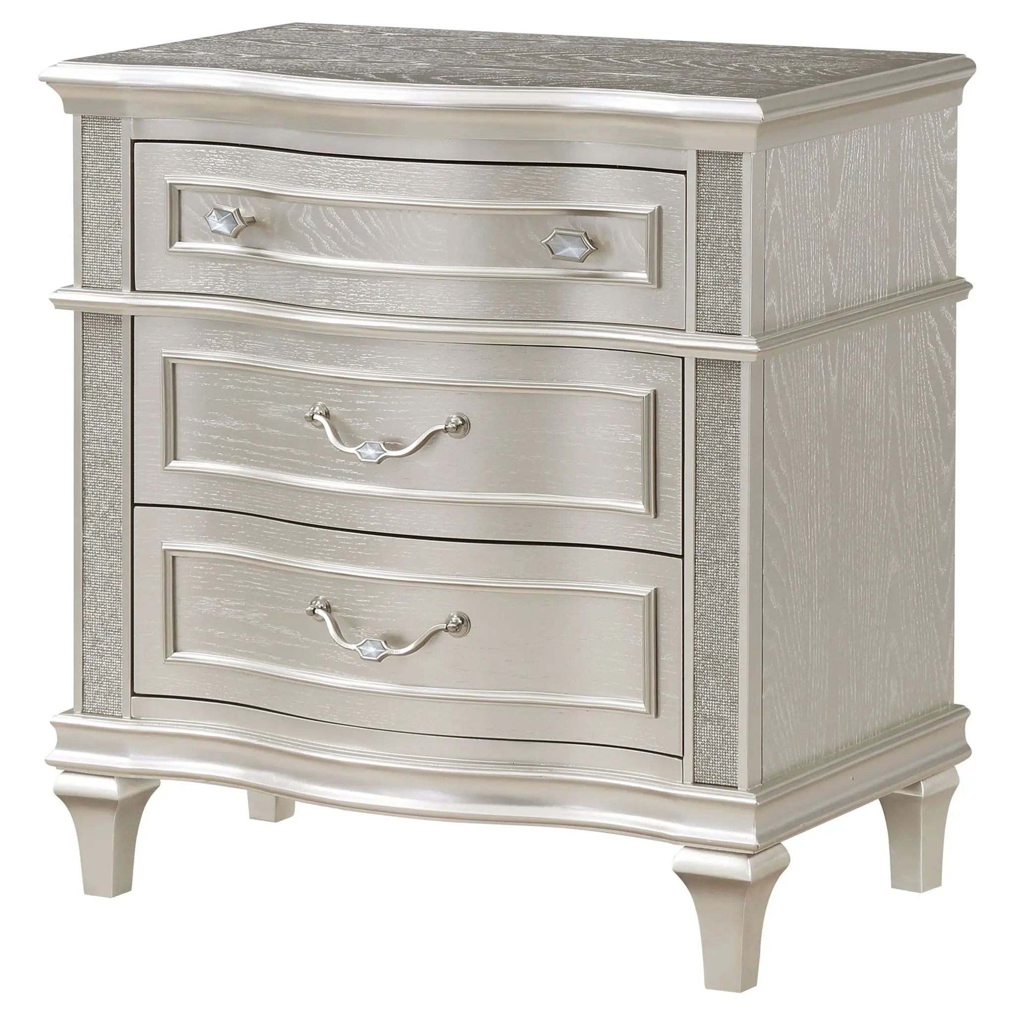Evangeline 3-drawer Nightstand Silver Oak by Unique Piece Furniture