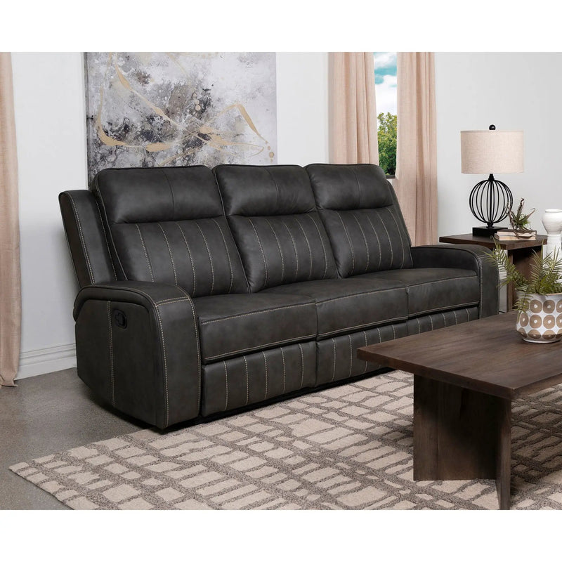 Forrest - Motion Reclining Sofa Comfort With Elegant Tufting And Wide Track Arms - Gray by HouseOfZazla