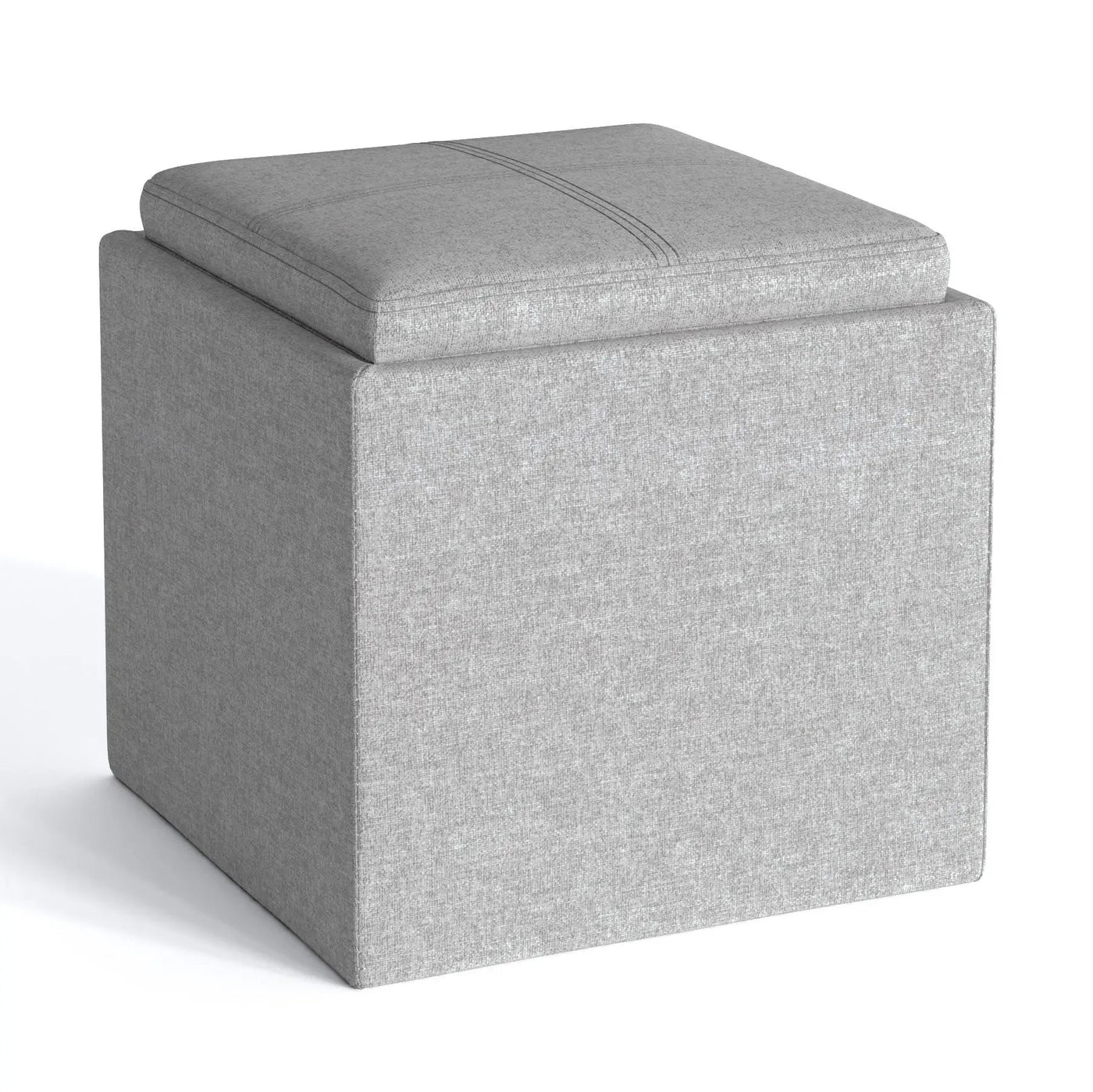 Rockwood - Upholstered Cube Storage Ottoman With Tray by HouseOfZazla