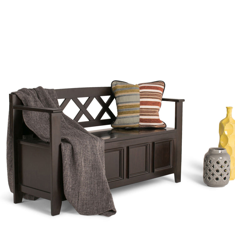 Hickory Brown Entryway Storage Bench with Lift-Top Storage - Dark Brown, photo 5 of 7