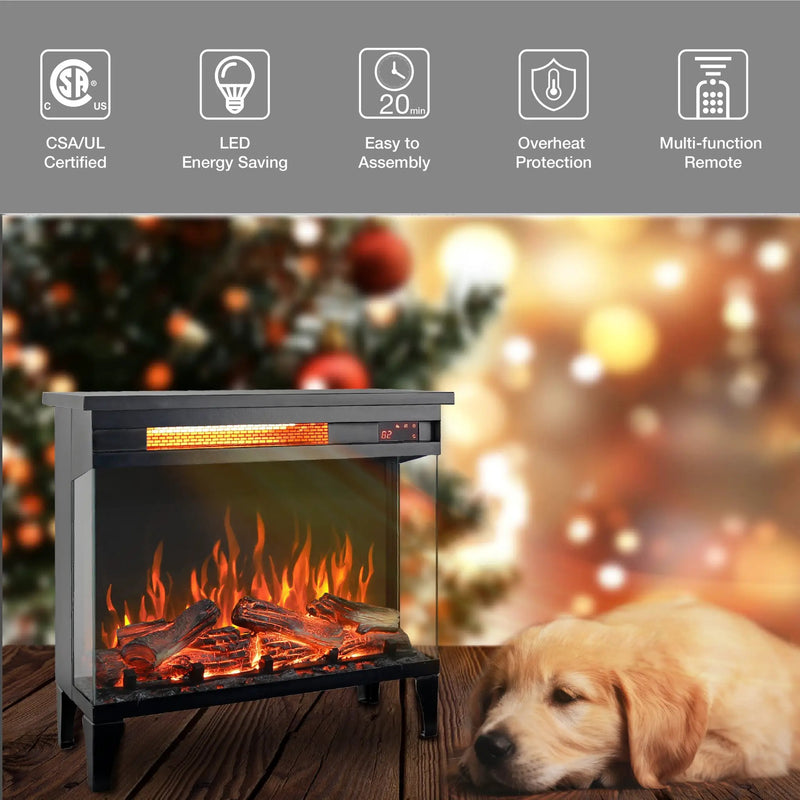 24 Inch Three-Sided Glass Electric Fireplace by HouseOfZazla