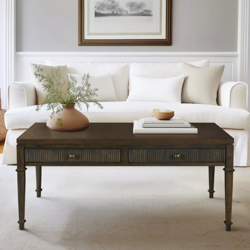 Fluted 2 Drawer Coffee Table - Brown by HouseOfZazla