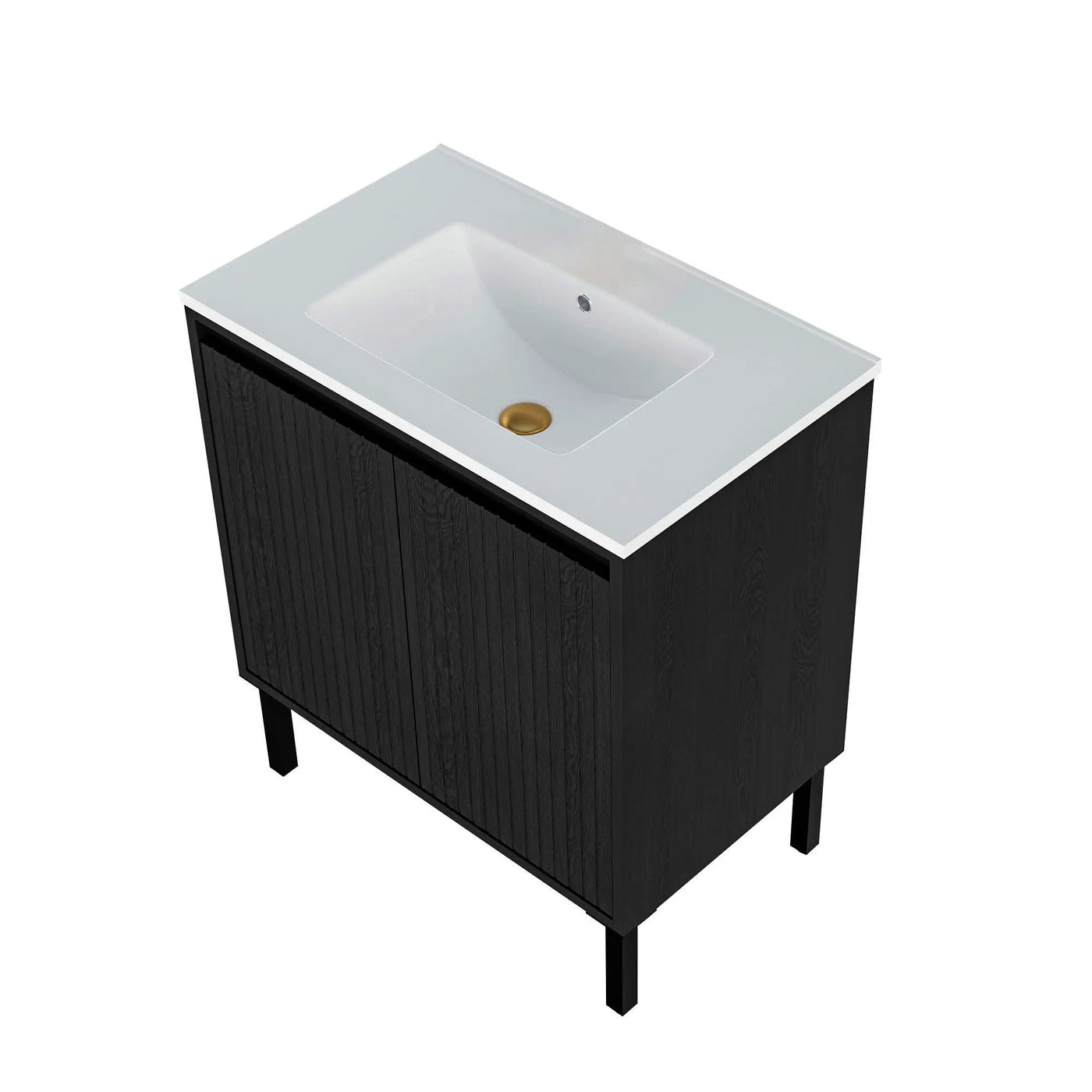 Bathroom Vanity With Ceramic Sink, Floor-Standing Design, Soft-Closing Drawers by HouseOfZazla