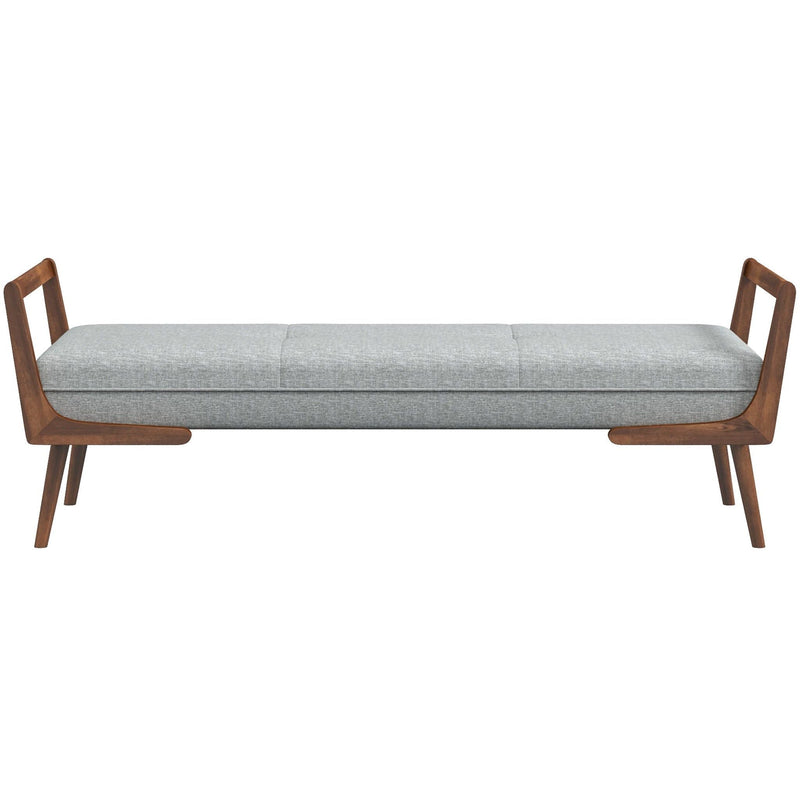 Gray Upholstered Bench with Biscuit Tufting - 51.2" Wide, photo 9 of 12