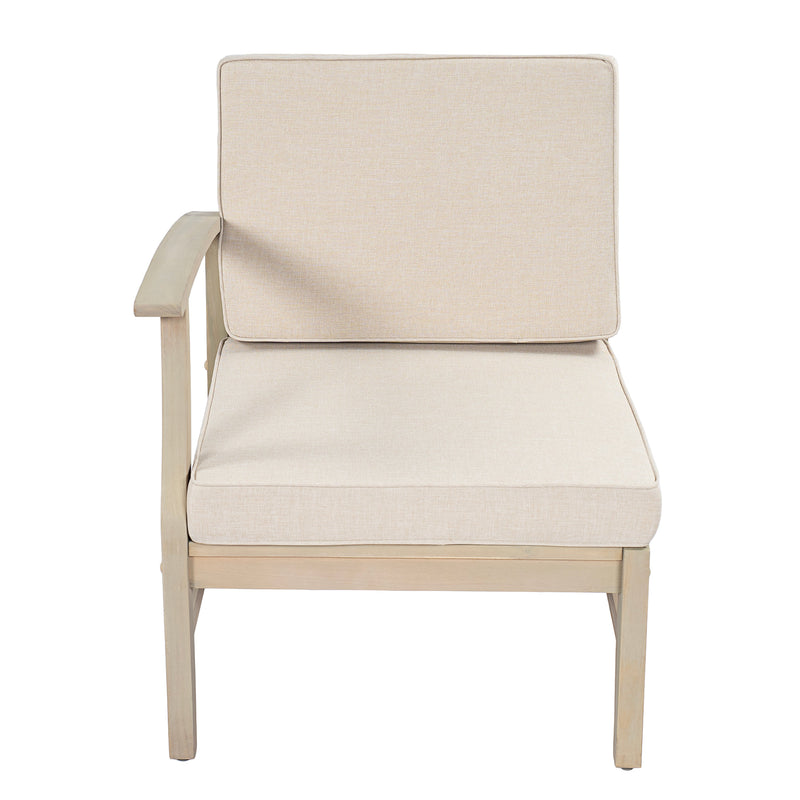 Acacia Wood Patio Armchair with Water-Resistant Fabric - Perla Left Armchair