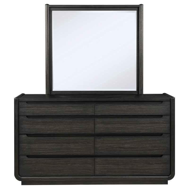 Leandro 8-drawer Bedroom Dresser with Mirror Burnished Black by Unique Piece Furniture
