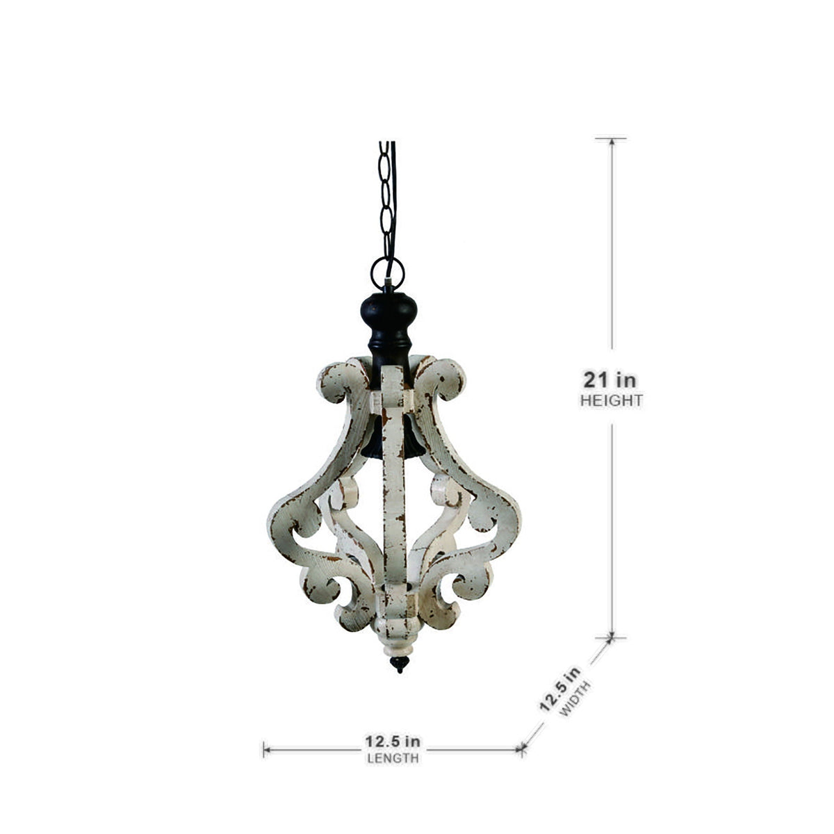 Farmhouse Chandeliar Distressed Pendant Chandelier - Antique Cream, photo 9 of 10