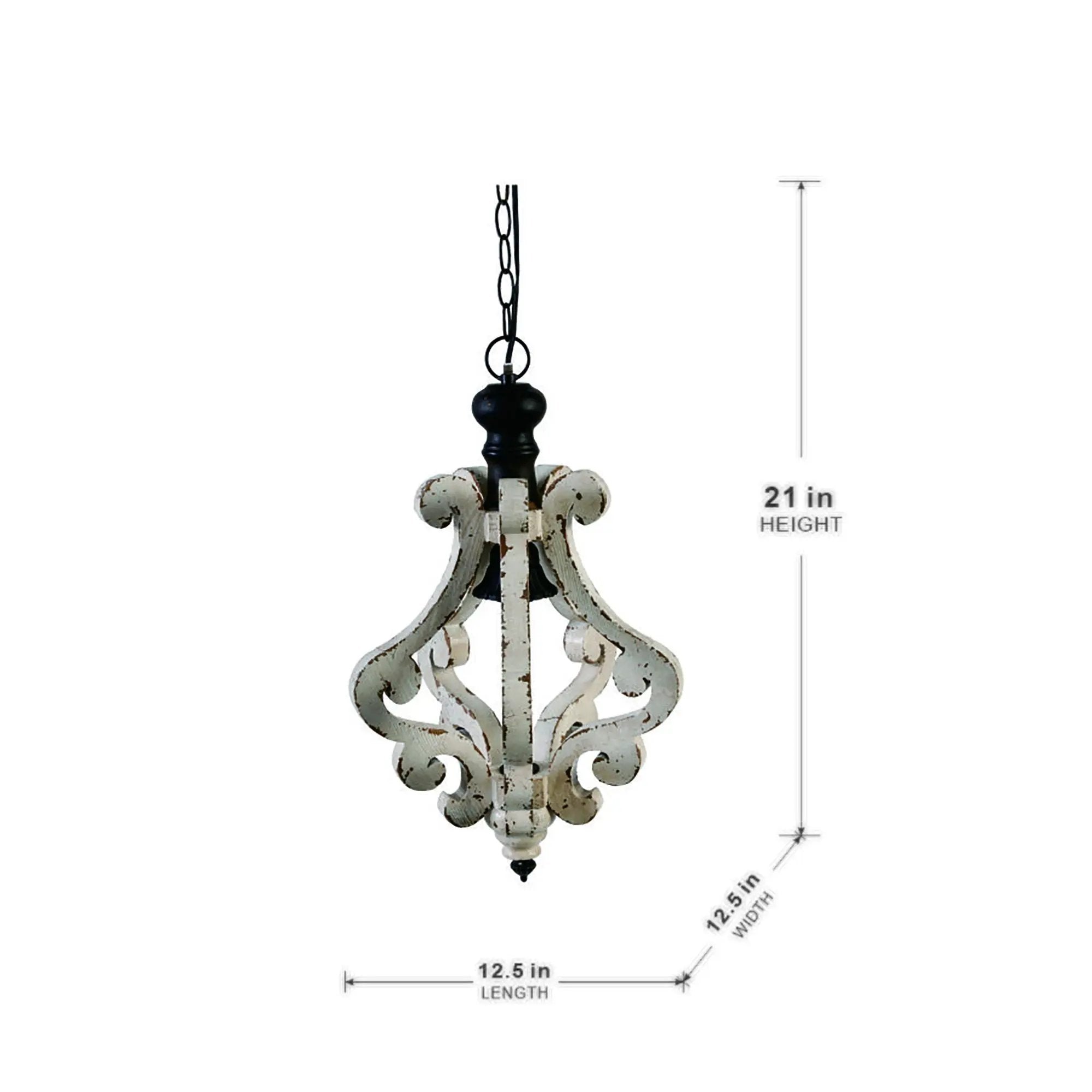 Farmhouse Chandeliar Distressed Pendant French Country Wood Chandelier For Living Room Foyer, Bulb Not Included - Antique Cream by Unique Piece Furniture