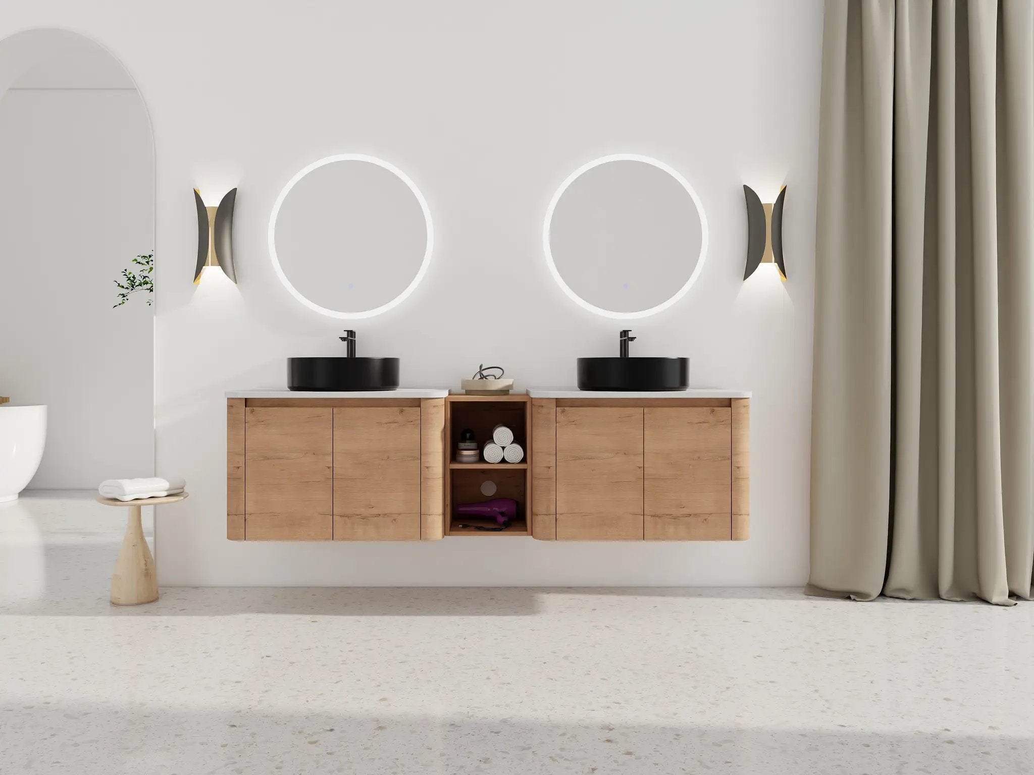 72" Wall-Mounted Bathroom Vanity With Ceramic Art Sink by HouseOfZazla