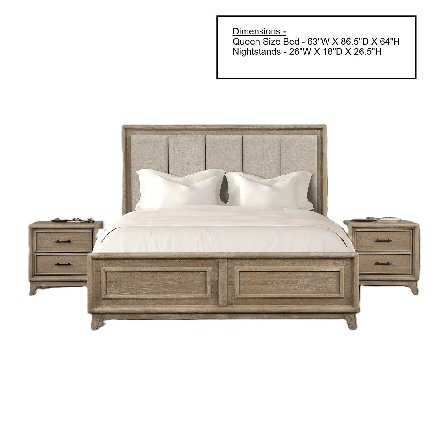 3 Piece Bedroom Set With Padded Headboard, 2 Nightstands by Unique Piece Furniture