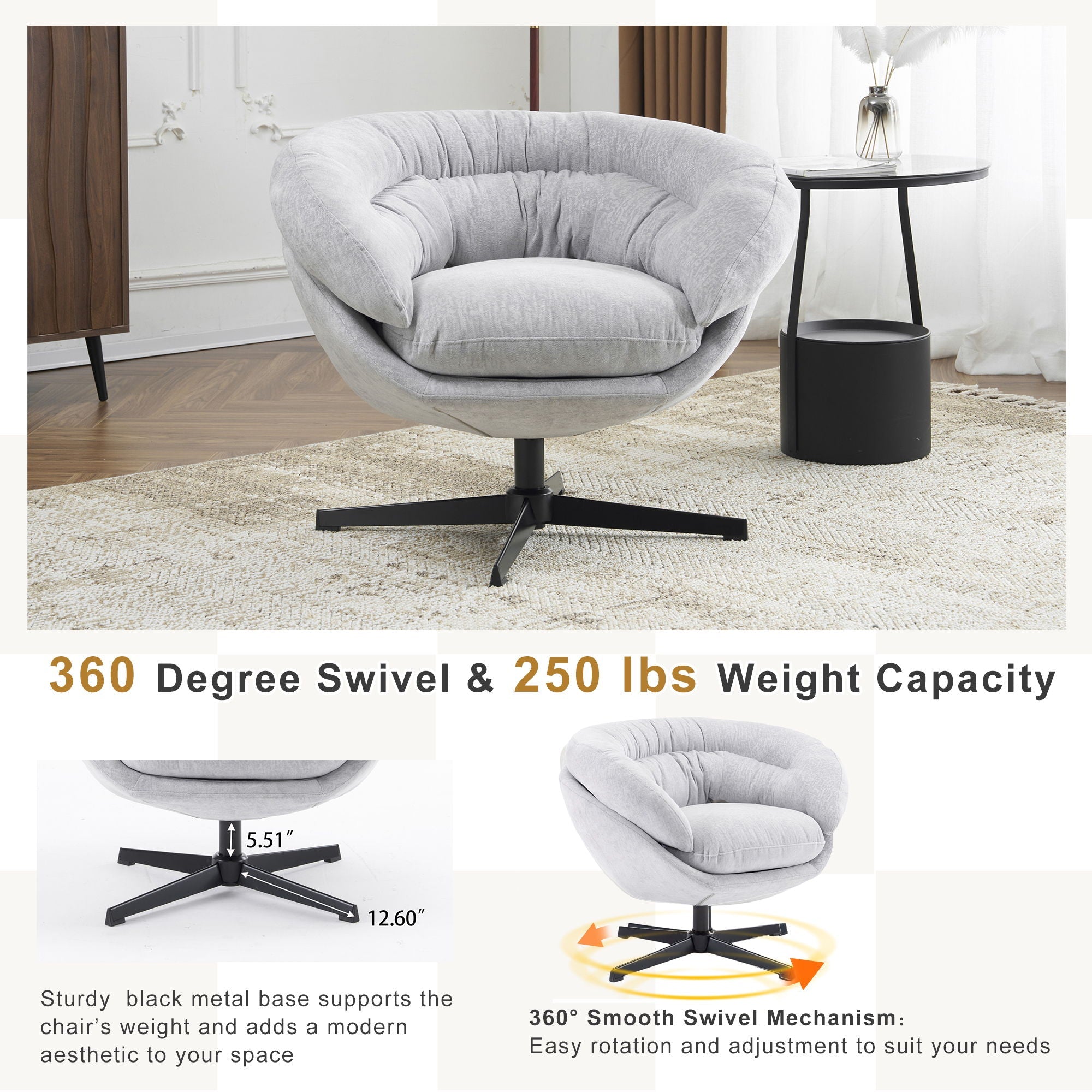 Modern Office Chair With 360 Degree Swivel by HouseOfZazla