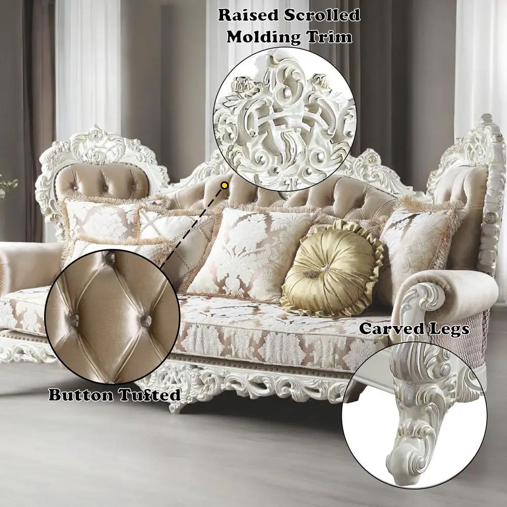 Vanaheim - Sofa With 7 Pillows - Fabric & Antique White by Unique Piece Furniture