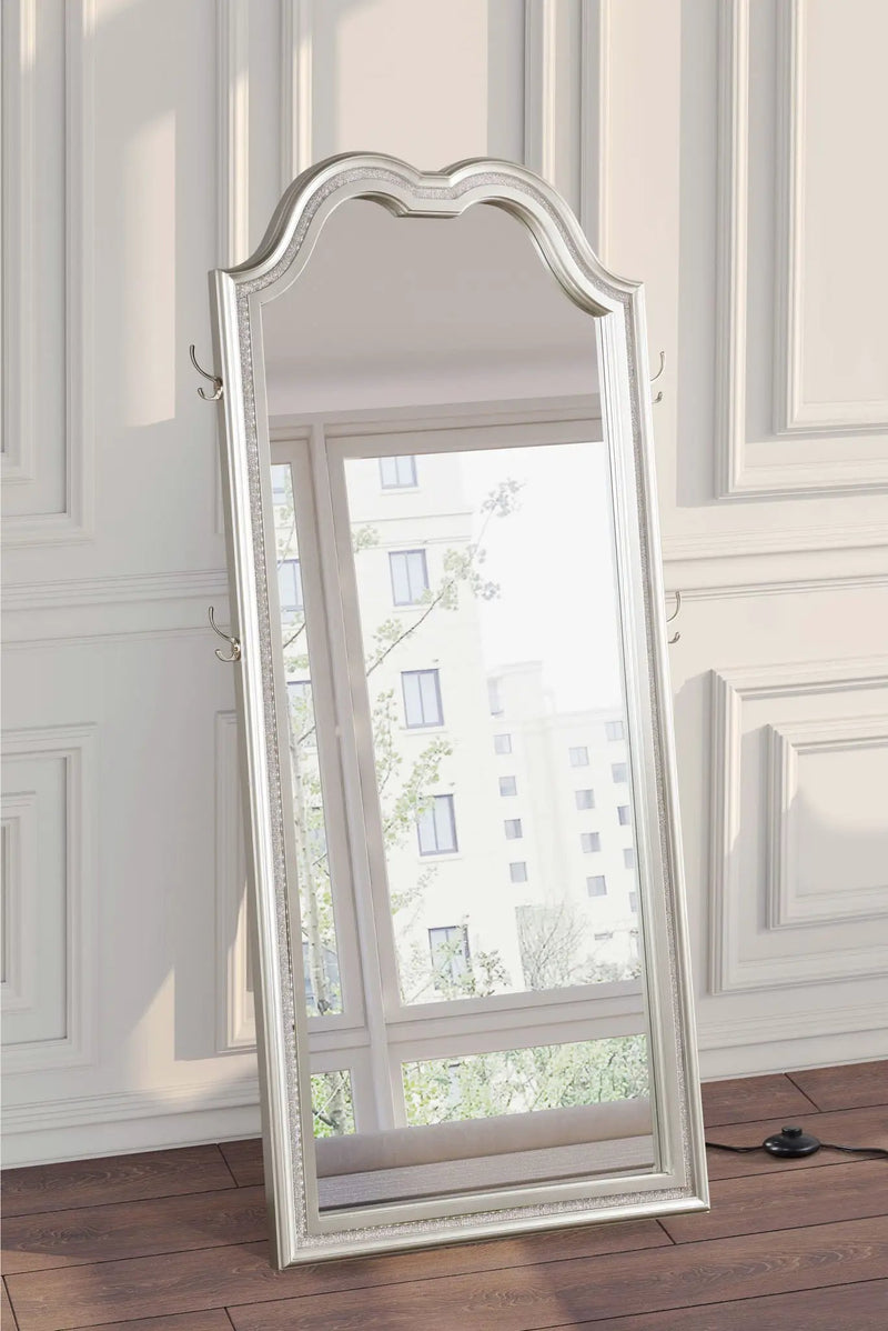 Evangeline Full Length LED Light Floor Mirror Silver Oak by Unique Piece Furniture