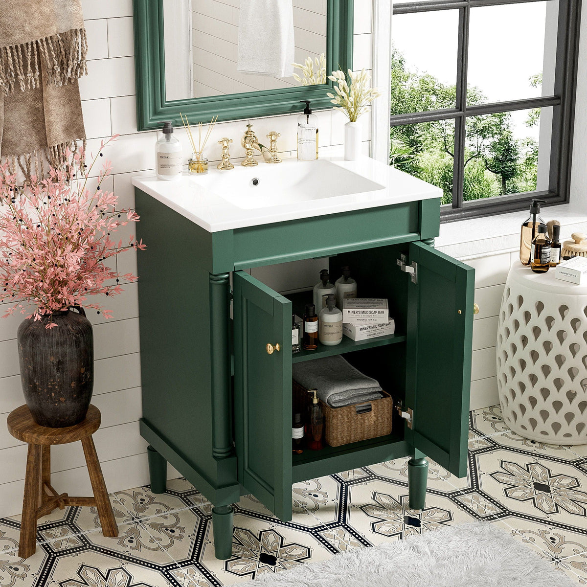 Bathroom Vanity With Top Sink, 2 Tier Storage Cabinet, photo 26 of 28