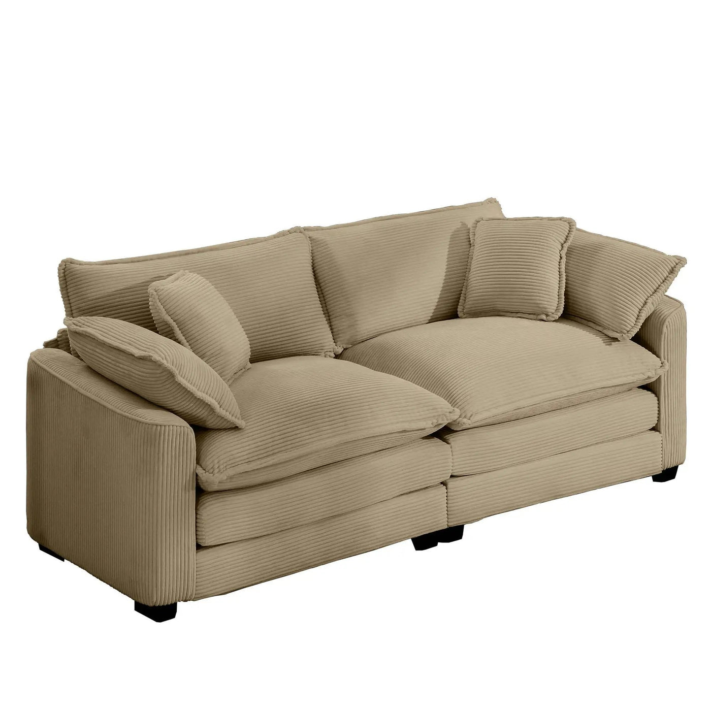 Modern 2 Seater With 4 Pillows, Upholstered Deep Seating Loveseat by HouseOfZazla