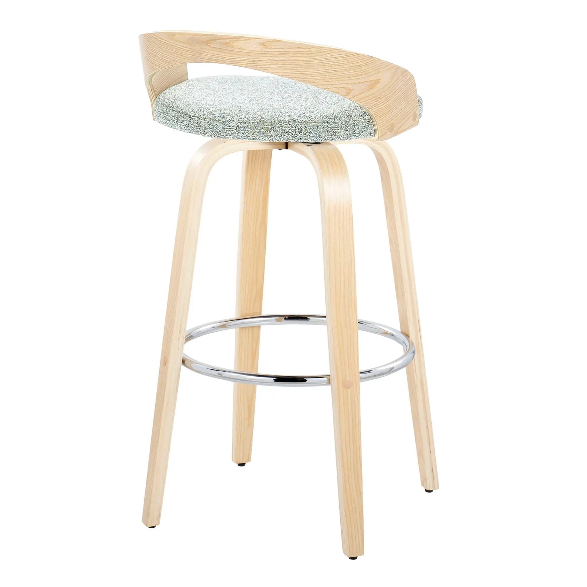 Grotto - Contemporary Fixed-Height Barstool With Swivel With Round Footrest (Set of 2) by Unique Piece Furniture
