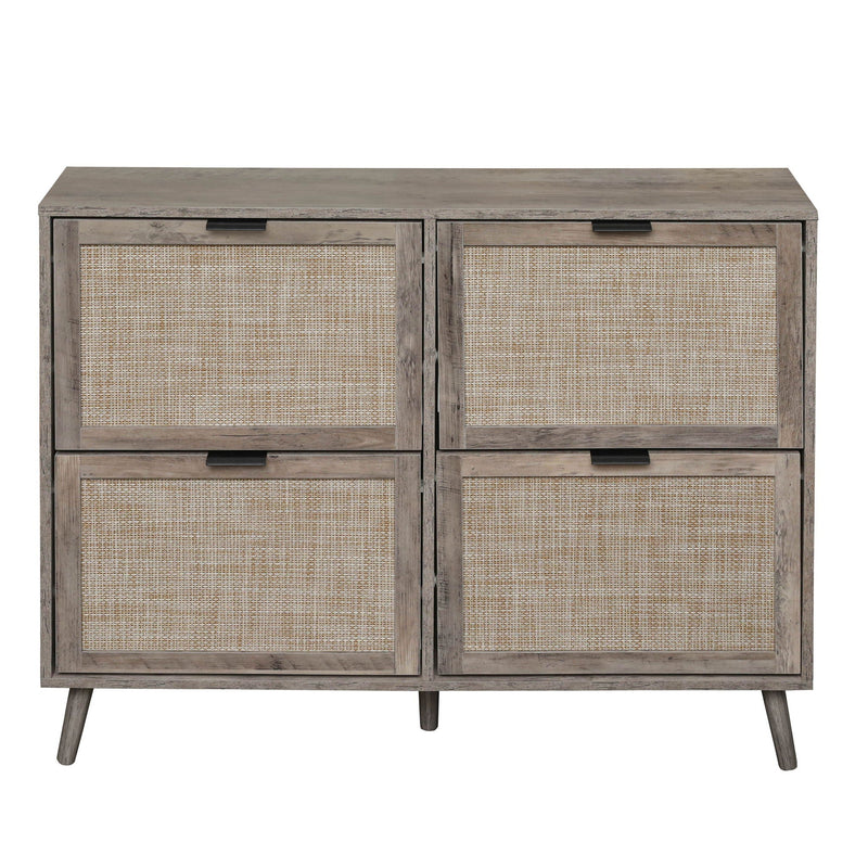 4 Door Shoe Rack, Freestanding Modern Shoe Storage Cabinet by HouseOfZazla
