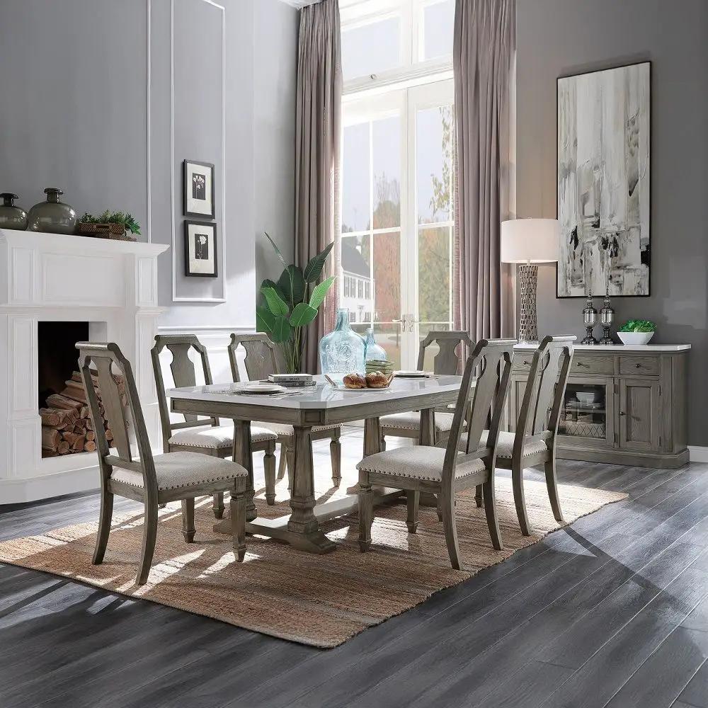 Zumala - Dining Table - Marble Top & Weathered Oak by Unique Piece Furniture