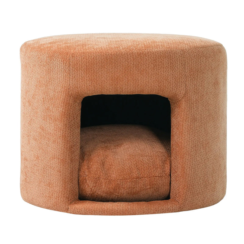 Orange Pet Friendly Ottoman with Removable Pet Cushion and Hidden Pet Nook by HouseOfZazla