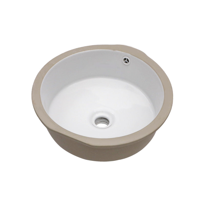 Ceramic Round Undermount Bathroom Sink With Overflow, European Style - White by HouseOfZazla