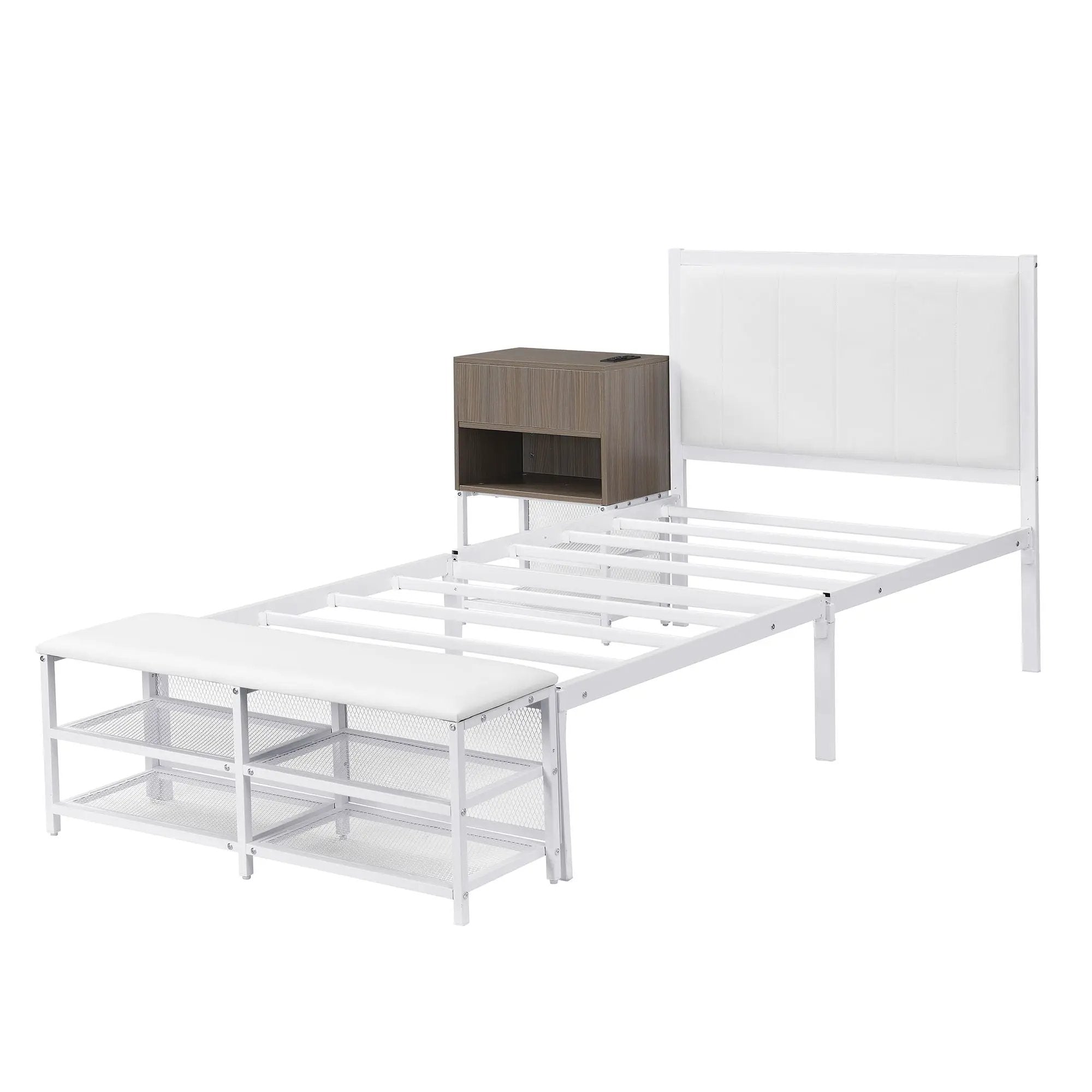 Platform Bed With 2 Tier Storage Shelves, Storage Cabinet by HouseOfZazla