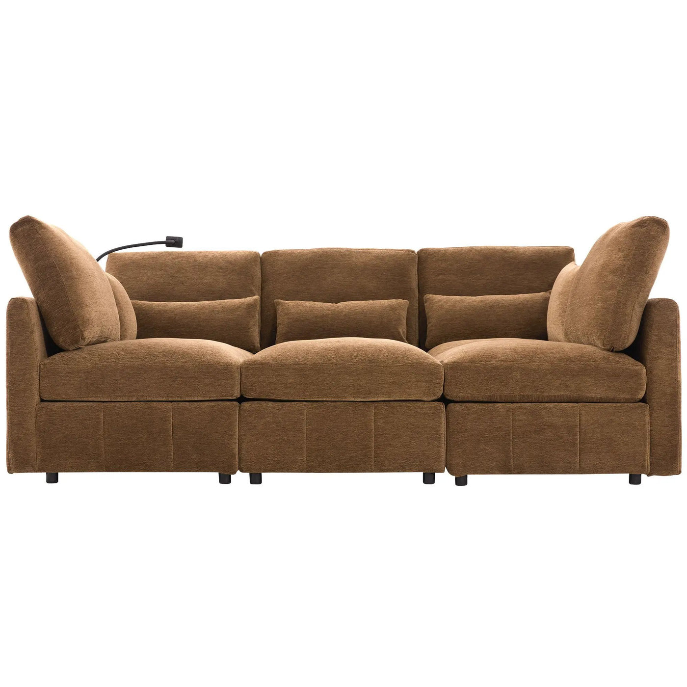 Modern Modular U-Shaped Sofa Bed With Movable Ottoman, USB Ports, Phone Holder by Unique Piece Furniture