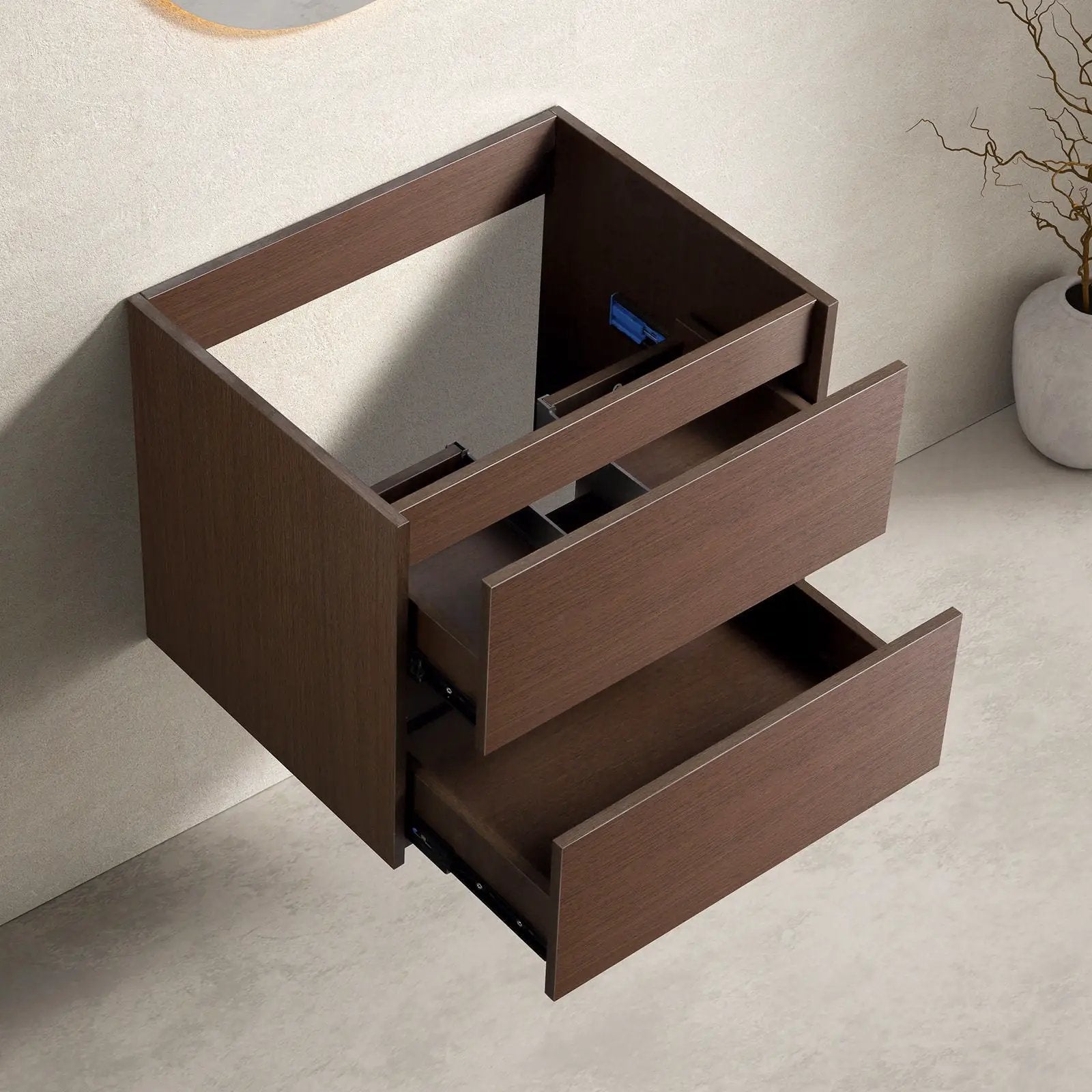 Bathroom Vanity With Basin Wall Hang Storage - Brown / Brown / White by HouseOfZazla