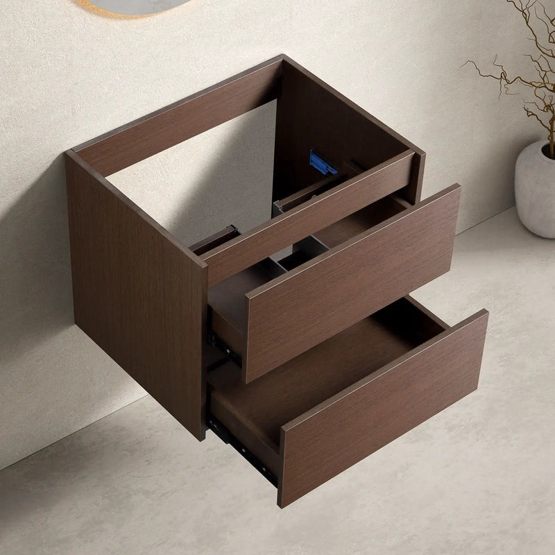 Bathroom Vanity With Basin Wall Hang Storage - Brown / Brown / White by HouseOfZazla