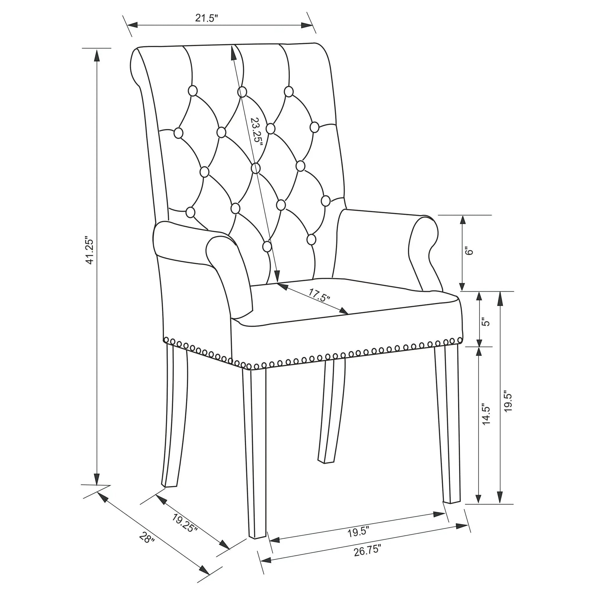 Vaughn - Upholstered Dining Chair With Tapered Legs And Nailhead Trim - Beige by HouseOfZazla