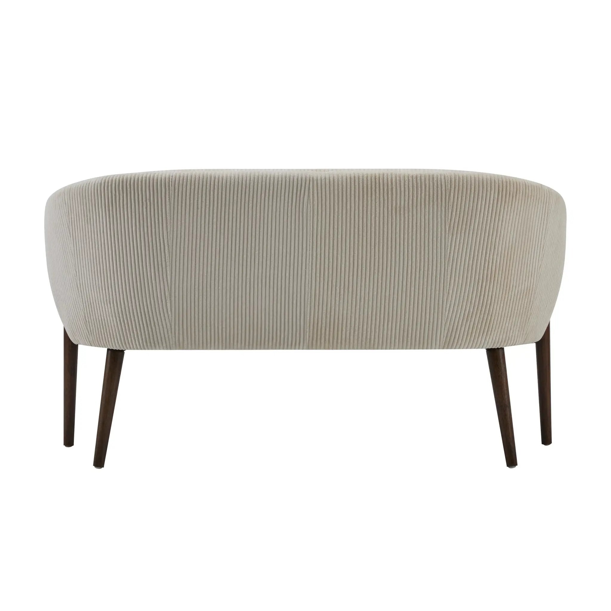 Corduroy Recessed Arm Loveseat (Beige + Walnut) by HouseOfZazla