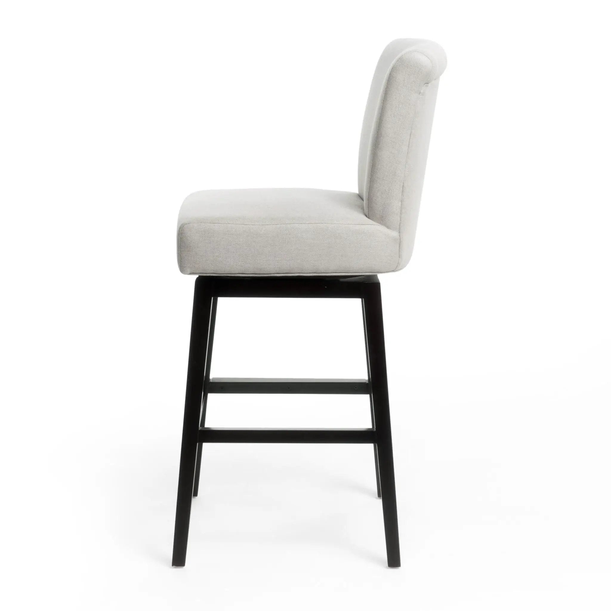 Quicksilvered Upholstered Swivel Counter Stool With Wood Legs - Beige by HouseOfZazla