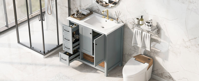 36" Bathroom Vanity with Sink Top and Storage Cabinet by HouseOfZazla