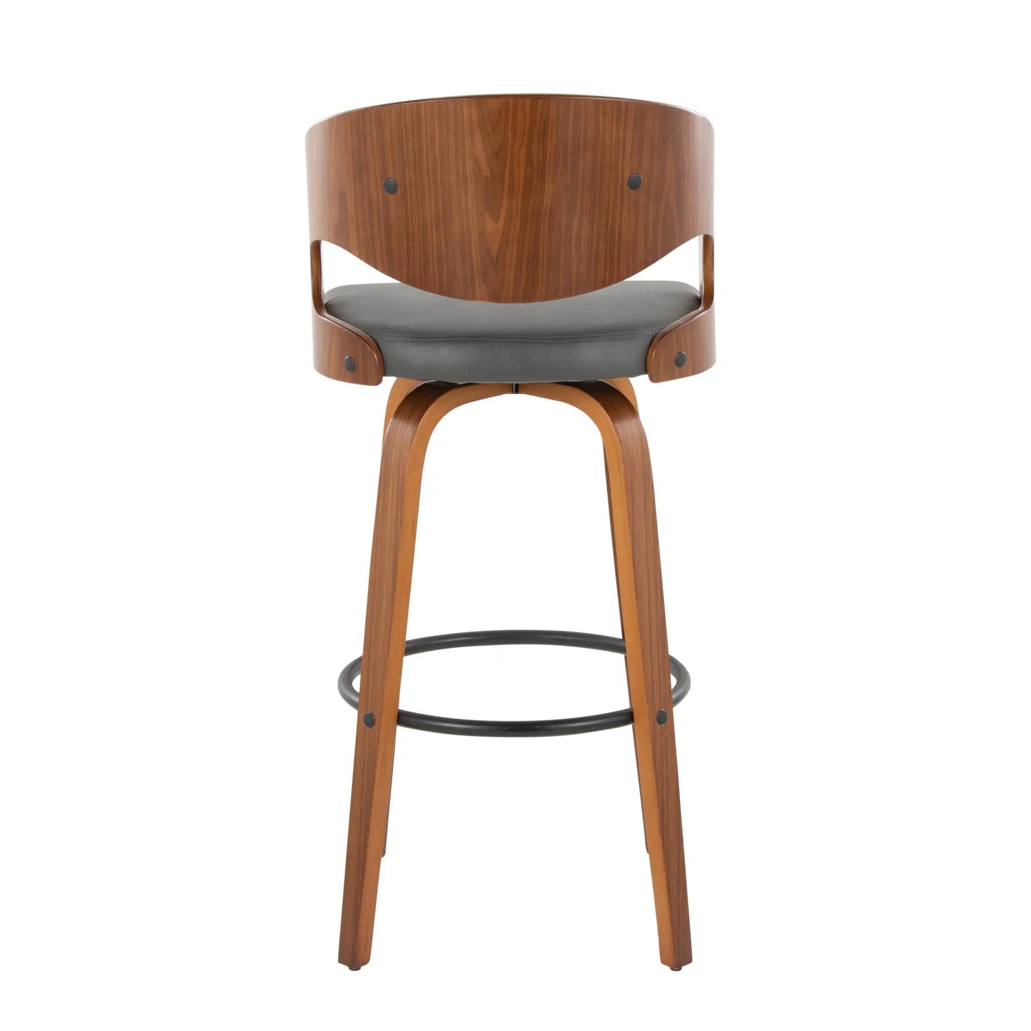 Pino - Mid Century Modern Fixed Height Barstool With Swivel & Round Footrest (Set of 2) by Unique Piece Furniture