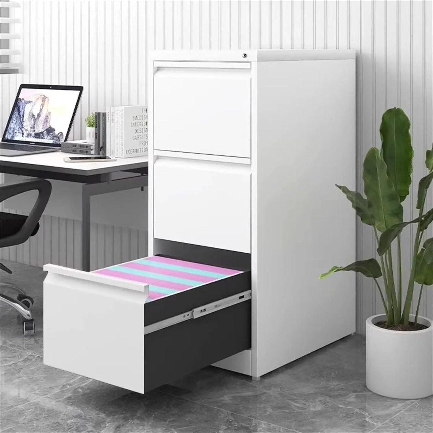 Durable Metal 3 Drawer File Cabinet With Lock For Office Storage by HouseOfZazla