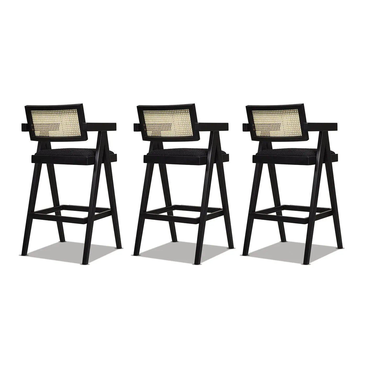 Milan - Modern Webbing Back Stool With Arms (Set of 3) by HouseOfZazla