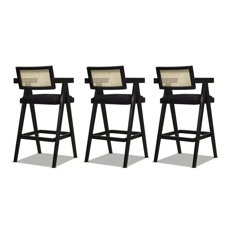 Milan - Modern Webbing Back Stool With Arms (Set of 3) by HouseOfZazla