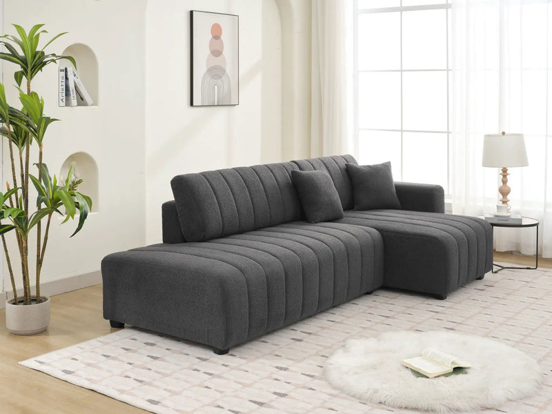 Jessica - Lamb Wool Sectional Sofa With Chaise by HouseOfZazla