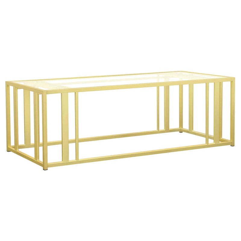 Adri Rectangular Glass Top Coffee Table Matte Brass by Unique Piece Furniture