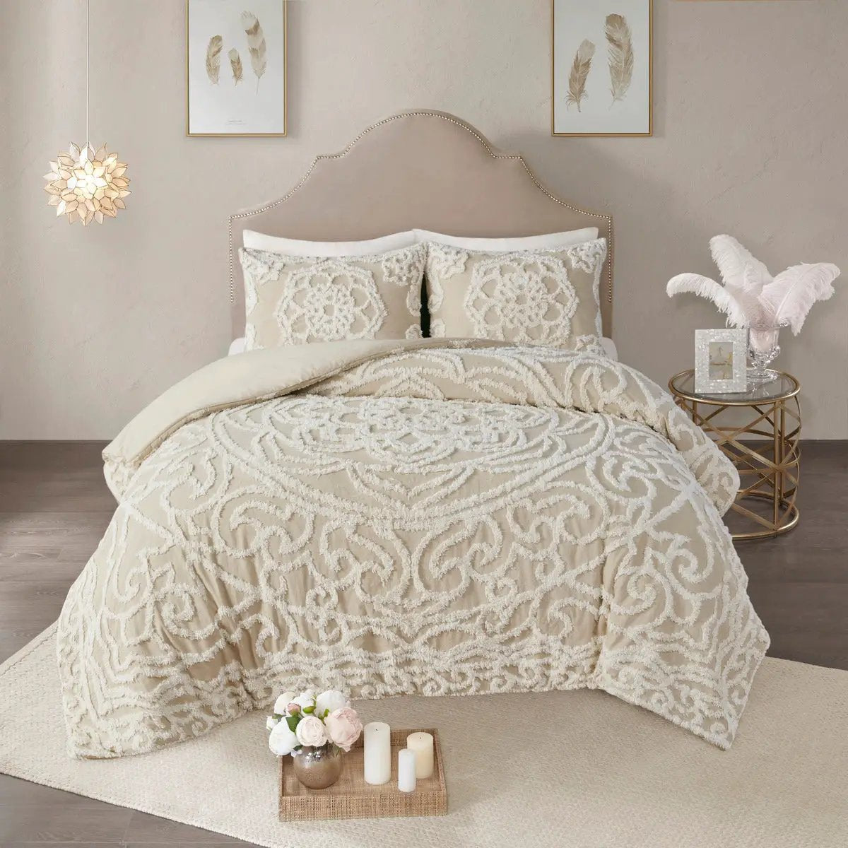 King/Cal King 3 Piece Tufted Cotton Duvet Cover Set by HouseOfZazla