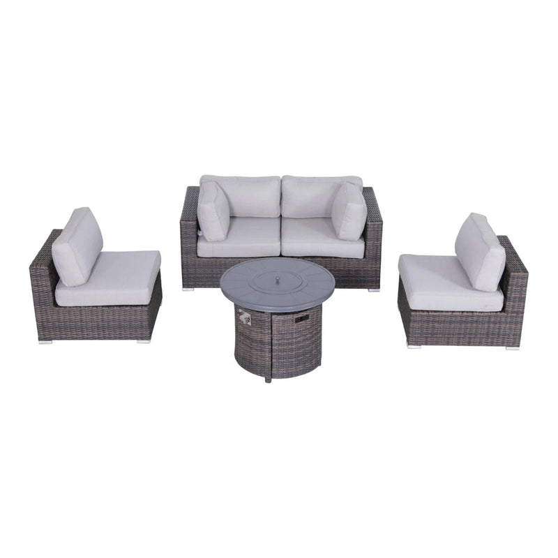 Wicker Outdoor Lounge Set With Cushions And Fire Pit by HouseOfZazla