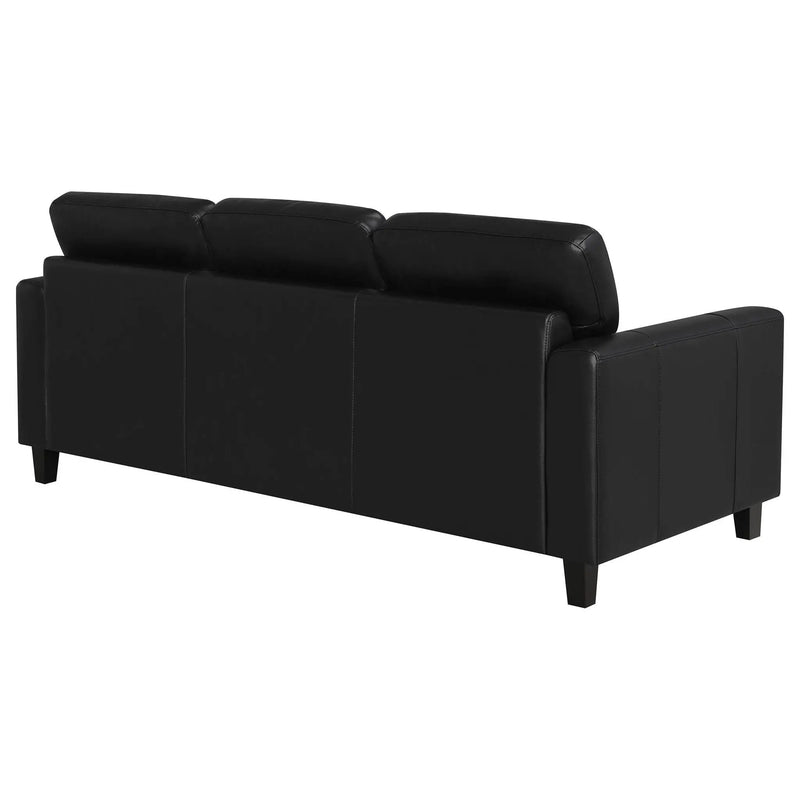 Scotland Faux Leather Upholstered Track Arm Sofa Black by Unique Piece Furniture