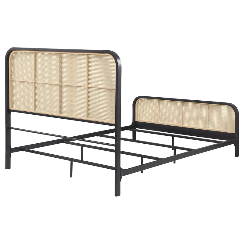 Lanewood Open Cane Webbing Metal Queen Bed Black by Unique Piece Furniture
