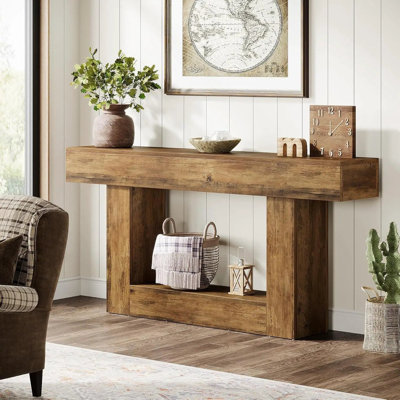 Console Table With 2 Tier Storage, U Shaped Base by HouseOfZazla