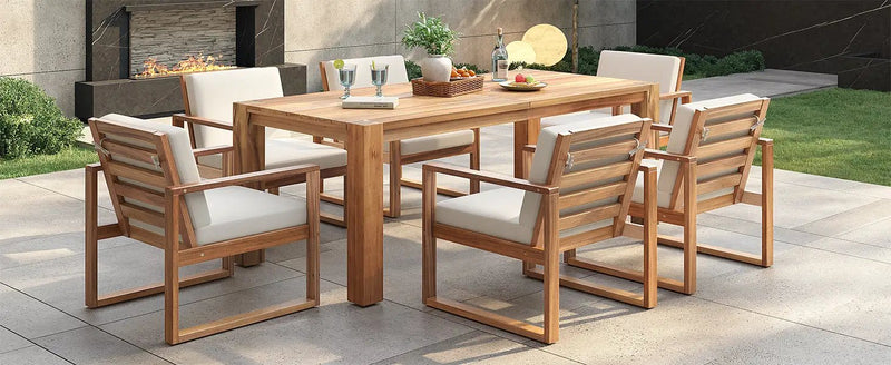 TREXM Patio Table and Chairs Set, 7-Piece Outdoor Dining Set for 6 by HouseOfZazla