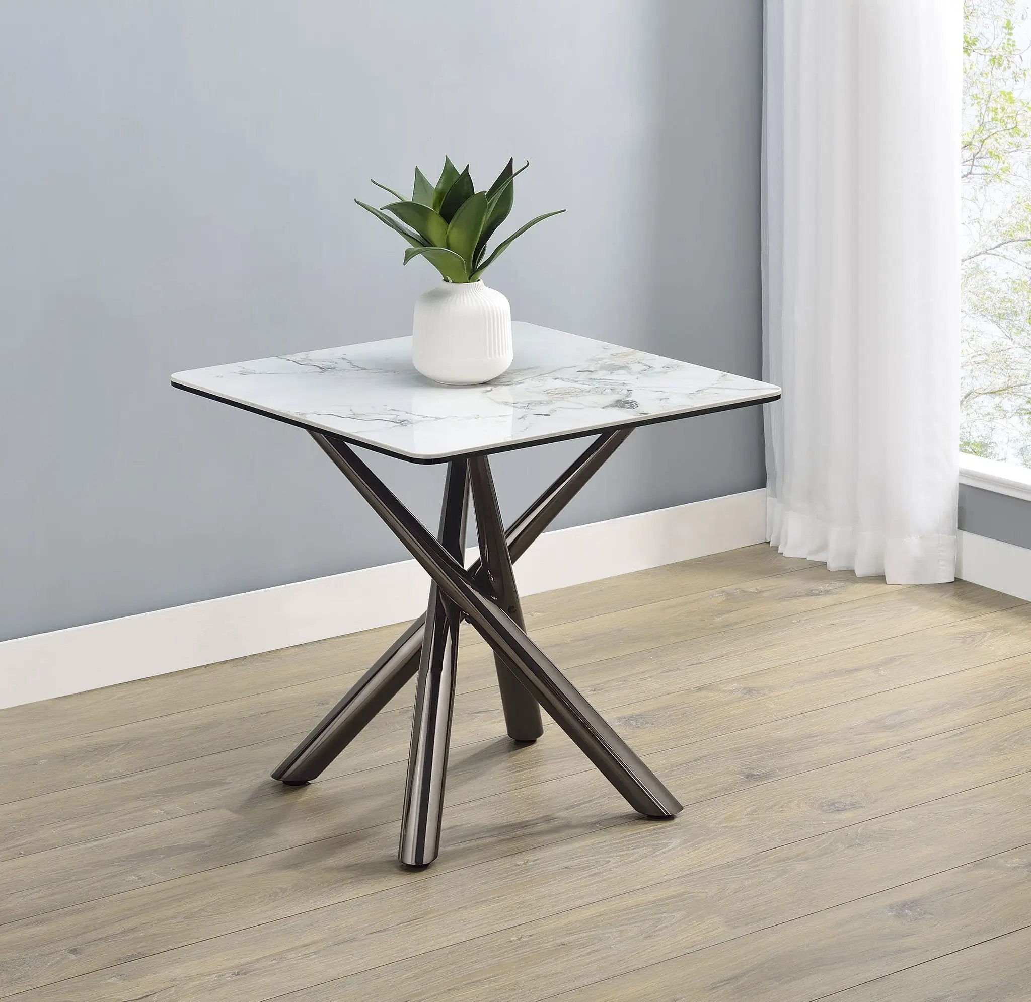 Carvell Square Sintered Stone End Side Table Mirage White by Unique Piece Furniture