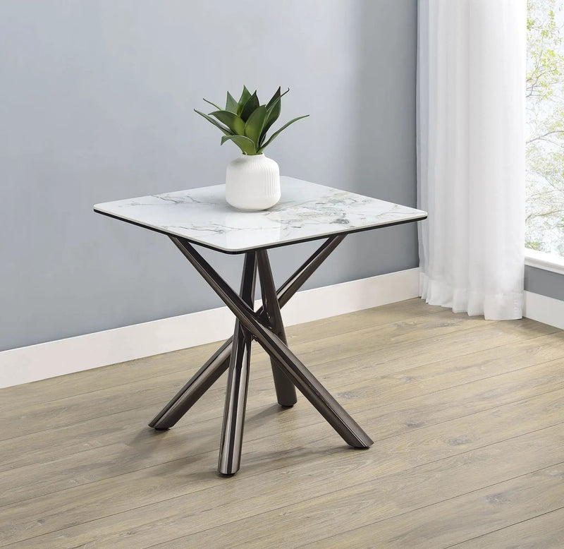 Carvell Square Sintered Stone End Side Table Mirage White by Unique Piece Furniture