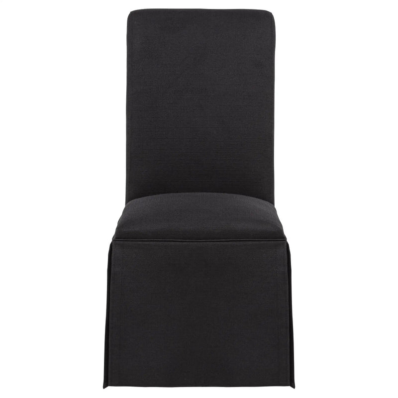 Shawna Upholstered Skirted Side Chair Black (Set of 2) by Unique Piece Furniture