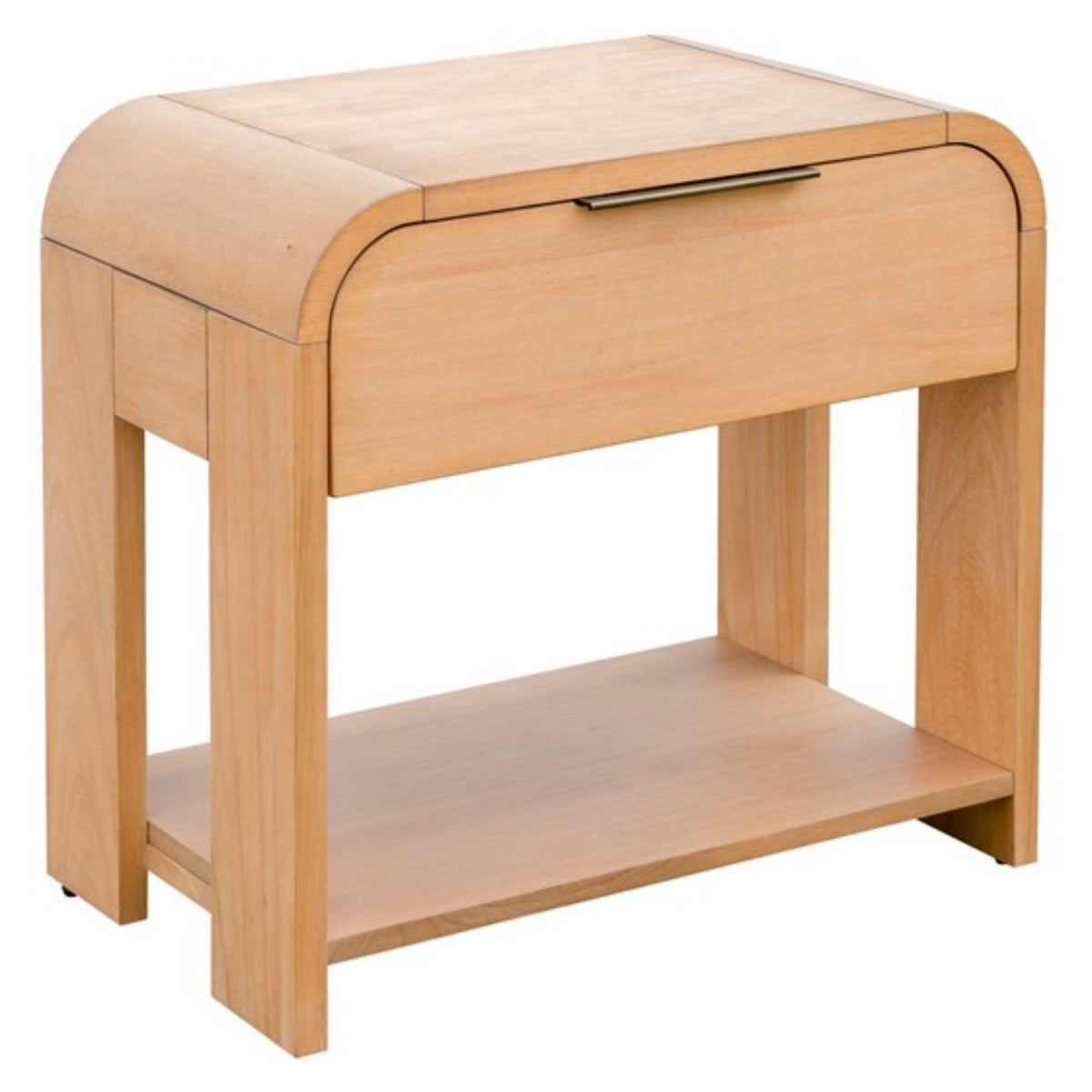 1 Drawer Waterfall Nightstand with Mid Century Design - Natural, photo 8 of 9